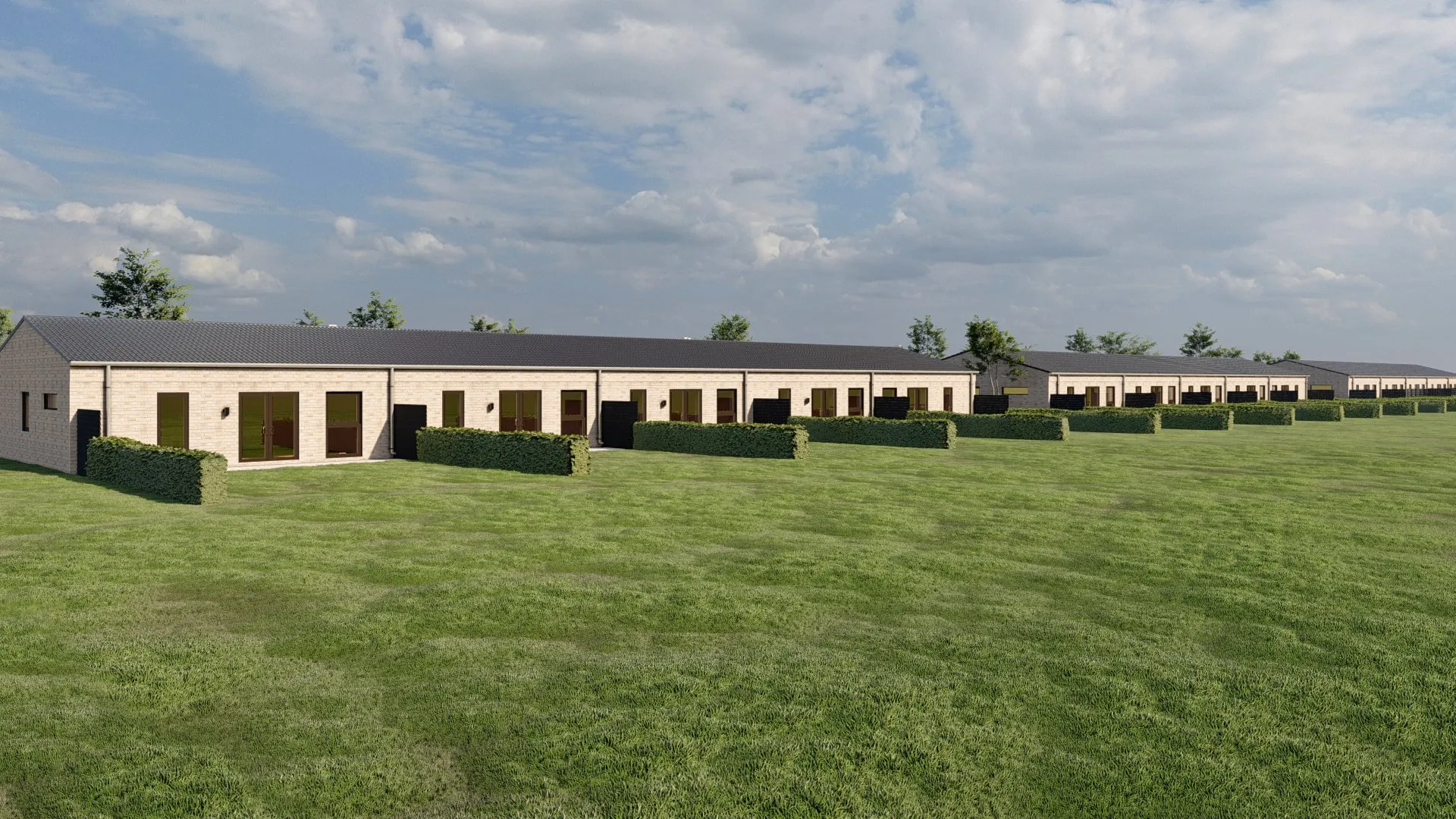 Udvendig 3D-visualisering af Skovvangen
